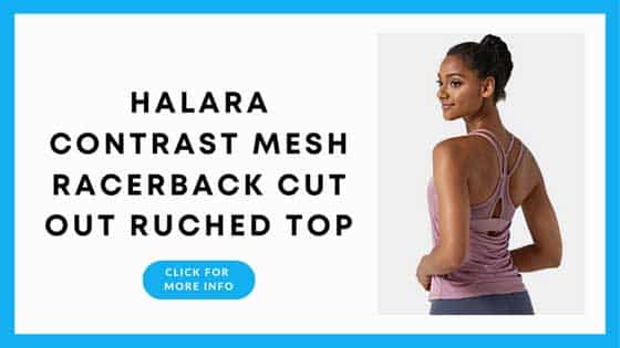 Yoga Tops With Built In Bra - Halara Contrast Mesh Racerback Cut Out Ruched 2-in-1 Workout Tank Top