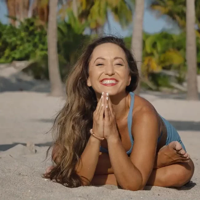 Kino Yoga demonstrating a Yin yoga pose